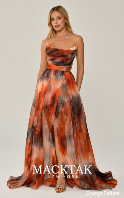 Alfa Beta B5922 Orange Pattern Front Dress