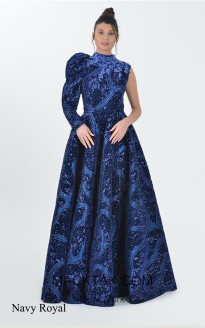 Macktak Couture 5189 Navy Royal Front Dress