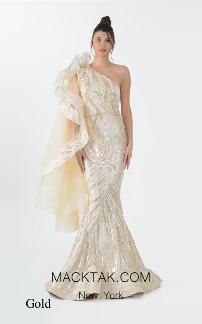 Macktak Couture 5199 Gold Front Dress